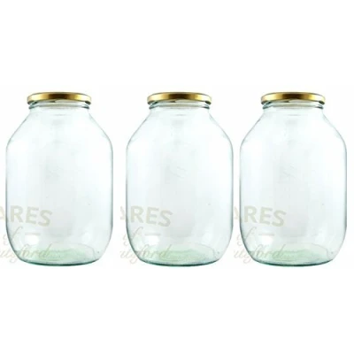 Image of Wares of Knutsford 3 X Large Half Gallon Pickle Jar (2372 mls) With White Lids.