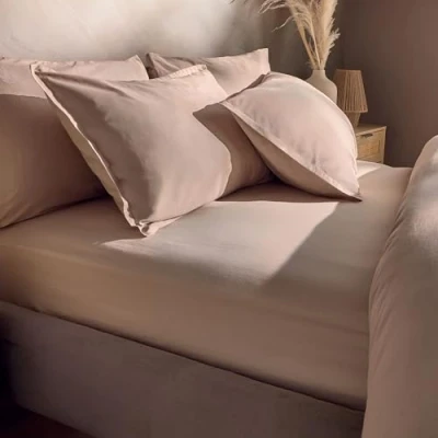 Image of Silentnight Washed Cotton Rich Fitted Sheet Soft Stylish Linen Look Comfortable Bottom Deep Fit with Elasticated Corners Breathable Fabric Machine Washable, Single Bed Mattress, Natural