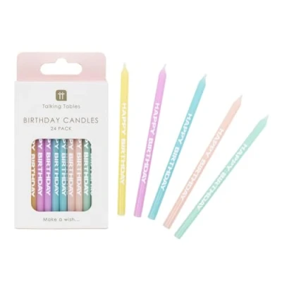 Image of Talking Tables 24 x Colourful Pastel Birthday Cake Candles Cupcake Toppers Decorations for Kids Party, Celebration Designed in The UK Plastic Free, PASTEL24