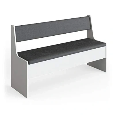 Image of Vicco Dining room corner bench Roman, White/Anthracite, 136 x 42 cm