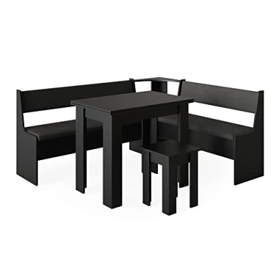 Image of Vicco Corner bench group Roman, Black, 150 x 180 cm with table
