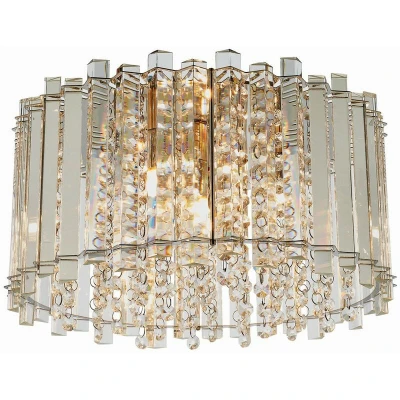 Image of Hanna Flush Clear Crystal (K5) Glass &amp; Chrome Effect Plate 4 Light Dimmable IP20 G9