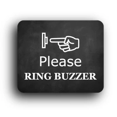 Image of Black Self Adhesive &quot;Please Ring Buzzer&quot; Sign 4.72&quot; x 3.94&quot; UV Printed for Outdoor Use