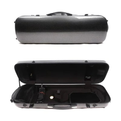 Image of 4/4 New Violin case Carbon fiber for Oblong Shape Strong Light Full size with music Sheet Bag Thick padding Back strap