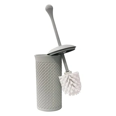 Image of JVL Droplette Design Plastic Toilet Brush, 40 x 12cm Approx, Grey, One Size