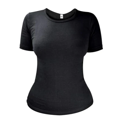 Image of HEAT HOLDERS Ladies Winter Warm Cotton Thermal Underwear Short Sleeve T Shirt Vest (16 18, Black)