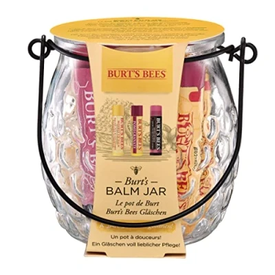 Image of Burt&#039;s Bees Lip Balm Gift Set, Beeswax Balm, Pomegranate Hibiscus Tinted Jar, 3x4.25g