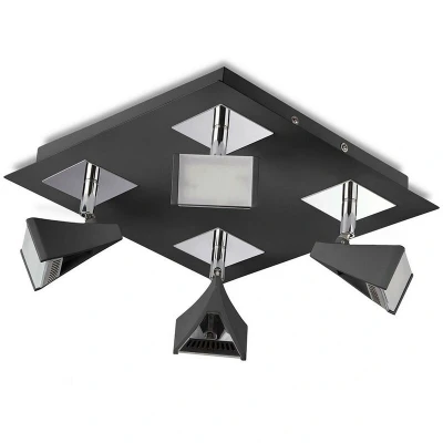 Image of Filippo Spot Light 4 LED Square 20W 3000K, 1750lm, Matt Black/Polished Chrome