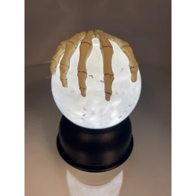Image of Festive Productions Halloween Battery Operated Water Globe with Bats and Skeleton Hand 15cm Cloudy White Decoration Themed Décor Perfect for Parties Home Living Room
