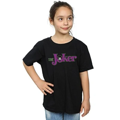 Image of DC Comics Girls The Joker Crackle Logo T Shirt 12 13 Years Black