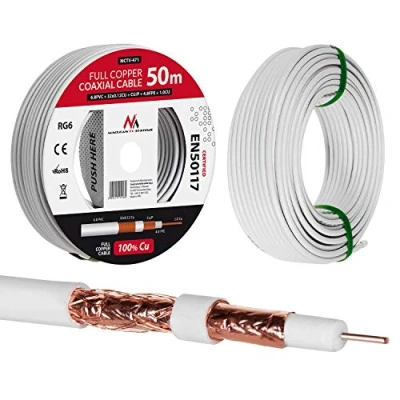 Image of Maclean MCTV 471 Antenna Cable Coaxial RG6 Pure Copper 100% Cu Coax SAT Satellite TV (50m)