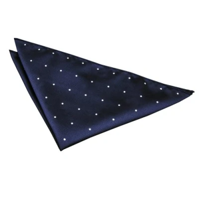 Image of DQT Men Blue Solid Plain Stripe Floral Paisley Polka Dot Pocket Square Pin Navy