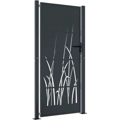 Image of vidaXL Garden Gate Anthracite 105x180 cm Steel Grass Design