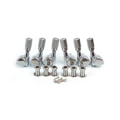 Image of Guyker Guitar Locking Tuners (3L + 3R Handed) 1:18 Pro Lock String Tuning Key Pegs Machine Head Set Replacement for ST TL SG LP Style Folk Classical Acoustic Electric (GK11SP, Chrome)