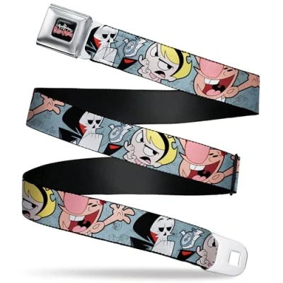 Image of Buckle Down Warner Bros. Animation Belt, Seatbelt The Grim Adventures of Billy and Mandy Group Pose Gray, Adjustable, Multi color, 1.5&quot;&quot; Wide Fits Pant Size 32 52