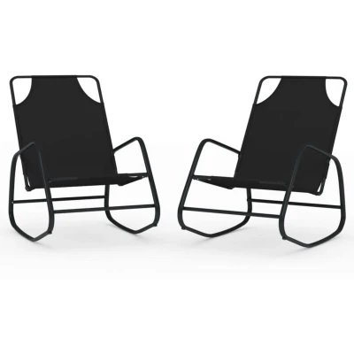 Image of vidaXL Rocking Sun Loungers 2 pcs Black Steel and Textilene