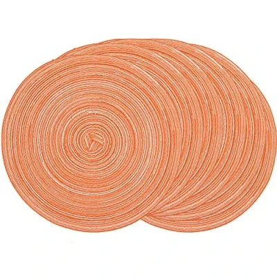 Image of SCF2017 Set of 6 Round Woven Cotton Yarn Placemats 30cm Table Mats(Orange)