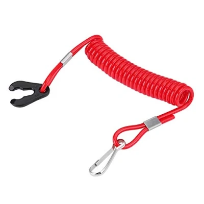 Image of Outboard Kill Switch, Boat Ignition Safety Lanyard, Waterproof Plastic Engine Switch Key Lanyard Motor Cord Red For Motorboat And Motors