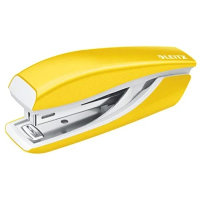 Image of Leitz Mini Stapler, 10 Sheet Capacity, Ergonomic Metal Body, Includes Staples, WOW Range, 55281016 Yellow