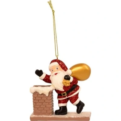 Image of Personalised Santa and Chimney Hanging Christmas Decoration Ornament Bauble with engraved name
