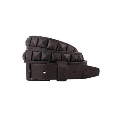 Image of Lowlife Single Stud Leather Belt in Black Snakeskin