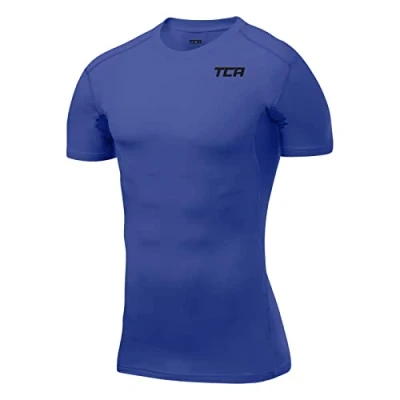 Image of TCA Boys&#039; HyperFusion Compression Base Layer Top Short Sleeve Under Shirt Dazzling Blue, 6 8 Years