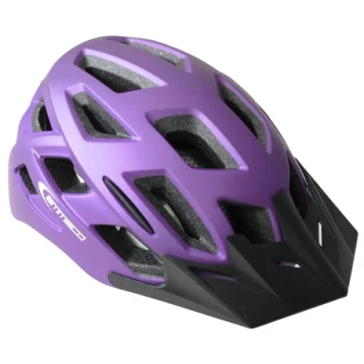 Image of Ammaco Adults Cycling Mens Womens Mountain Bike Road Commuter Helmet &amp; Rear 3 &#039;V&#039; LED Light Purple (58 61cm)