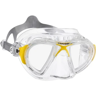Image of Cressi Nano Compact Low Volume Scuba Freediving Snorkeling Mask (Made in Italy), Clear/Yellow