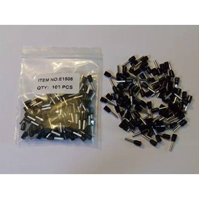 Image of 1.5mm CORD END BOOTLACE FERRULE TERMINALS (BLACK FOR cable) 100 PACK