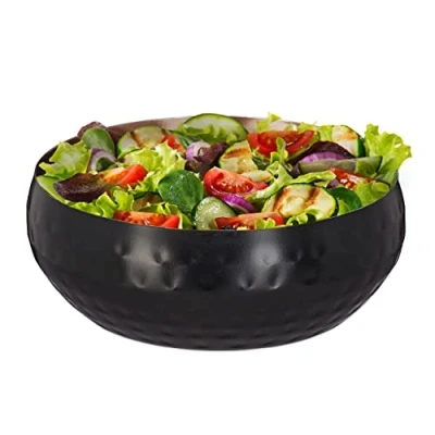 Image of Relaxdays Serving Bowl, Hammered Design, Stainless Steel, Snacks &amp; Salads, Diameter 13 cm, Kitchen, Black/Copper