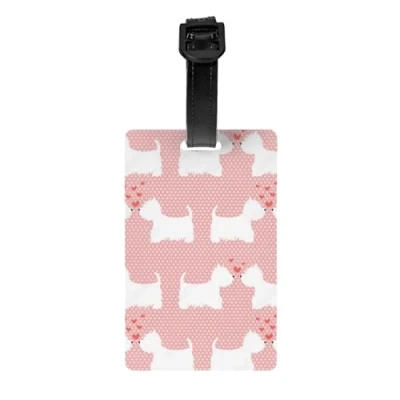 Image of Luggage Tags,PVC Name Tag Travel Suitcase Identifier ID Tags Durable Label,Westie Dogs Pattern