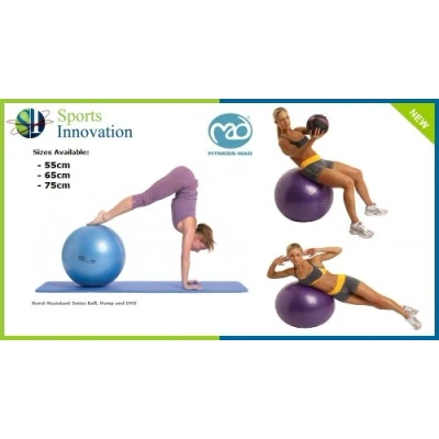 Image of Fitness Mad Swiss Ball with Pump &amp; Online Guide,Blue,65cm