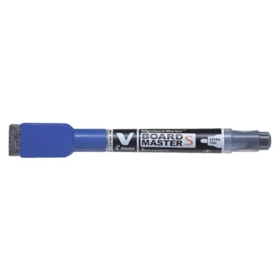 Image of Pilot V Board Master S 3.5 mm Tip Extra Fine Whiteboard Marker with Eraser Blue (Box of 10)