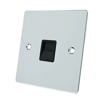 Image of Alliance Electrical FPCTELMBL Polished Chrome Flat Telephone Master Black Insert BT Phone Primary Socket, 240 V