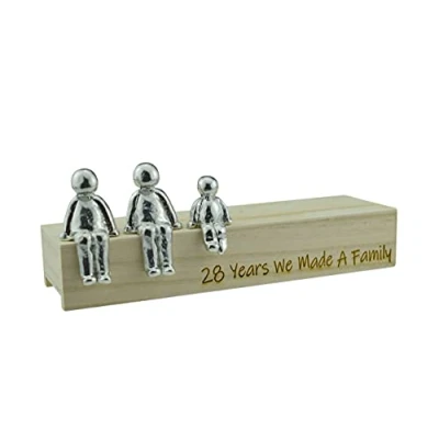 Image of 28th Anniversary Idea 28 Years We Made A Family Metal Ornament Choose Your Combination Box &amp; Woodgrain May Vary(1 Child)