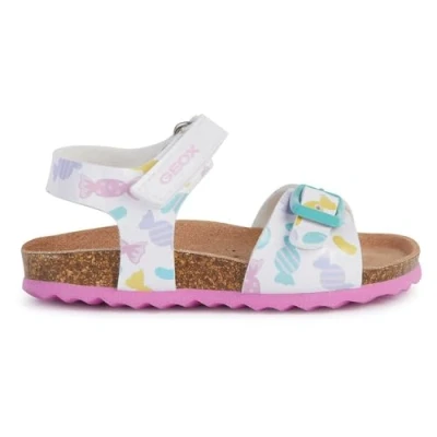 Image of Geox Baby B Chalki Girl Sandal, White Multi Coloured, 3.5 UK Child