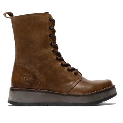 Image of Fly London Womens Tan RAMI043 Casual Leather Lace up Ankle Dress Boots Camel Size UK 4