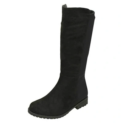 Image of Spot On Girls Mid Heel Calf Boots H5083 Black Microfibre UK Size 13 EU 32 US 1