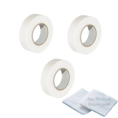Image of NanaCare Micropore Surgical Tape 1.25cm x 10m 3 Rolls Microporous Earring Cover Up Medical for Skin, Dressings and Face First Aid Suitable Sensitive Skin