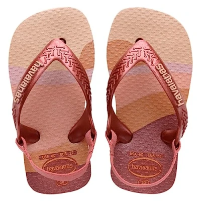 Image of Havaianas MINI ME Sandals for kids, Size: 19, Ballet rose/mahogany shoes