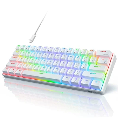 Image of RK ROYAL KLUDGE RK61 QMK/VIA Custom 60% Mechanical Keyboard, Wired Gaming Keyboard Programmable 61 Keys RGB Backlit Ultra Compact Hot Swappable US Layout（Red Switch, White）