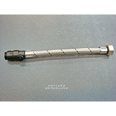 Image of Flexible TAP Connector 15MM PUSHFIT + ISOLATING Valve X 1/2&quot; 500MM Length