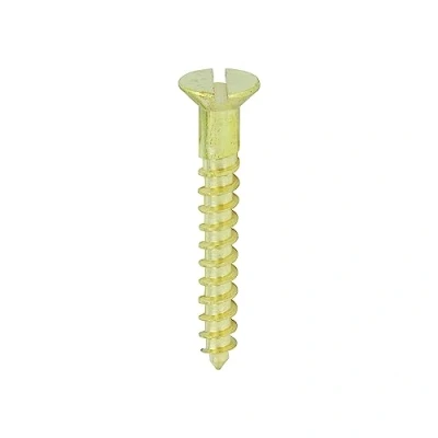 Image of Timco Solid Brass Timber Screws Slot Countersunk (Size 8 x 1 1/4 200 Pieces)
