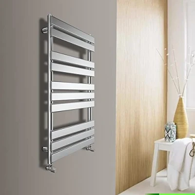 Image of Warmehaus Flat Panel Heated Towel Rail Designer Bathroom Radiator Ladder Rad Chrome 1000 x 600mm Warmer for Kitchen