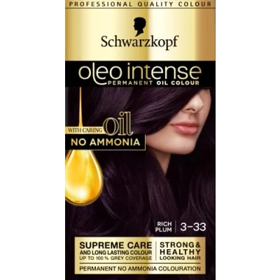 Image of Schwarzkopf Oleo Intense, Permanent Purple Hair Dye, Ammonia Free, Up to 100 Percent Grey Coverage, Rich Plum 3 33