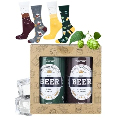 Image of soxo Beer Lover Gifts Socks Men Mens Cotton Sock Colourful Funky Gift Men&#039;s Presents 6.5 10.5 2 Pairs