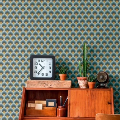 Image of A.S. Création Retro 70&#039;s Infinity Wallpaper Blue/Brown/Yellow/Cream/Light Blue Chic 395383 8.50m x 0.53m Paste The Wall