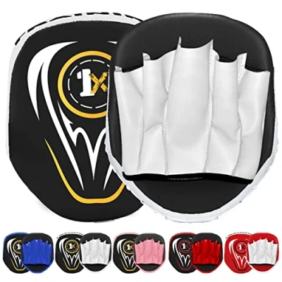 Image of ONEX Boxing Pads Focus Mitts Maya Hide Leather Curved Hook and Jab Target Hand Great for MMA, Kickboxing, Martial Arts, Muay Thai, Karate Training Padded Punching, Coaching Strike Shield