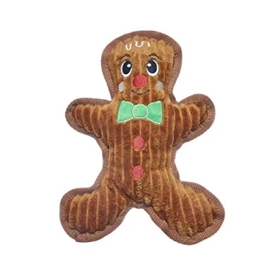 Image of Pistachio Pet Christmas Dog Toy Plush Gingerbread Man With Squeaker 9&quot;/23 cm