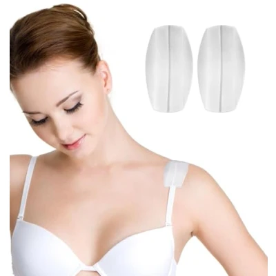 Image of Softleaves Silicone Bra Strap Cushions Holder Non Slip Shoulder Pads Relief Pain no Lines (Clear)
